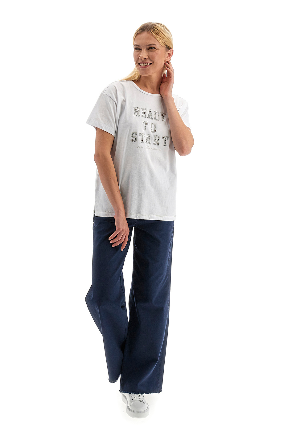 Women's short-sleeved t-shirt in 100% regular fit cotton - Veronne | La Martina - Official Online Shop