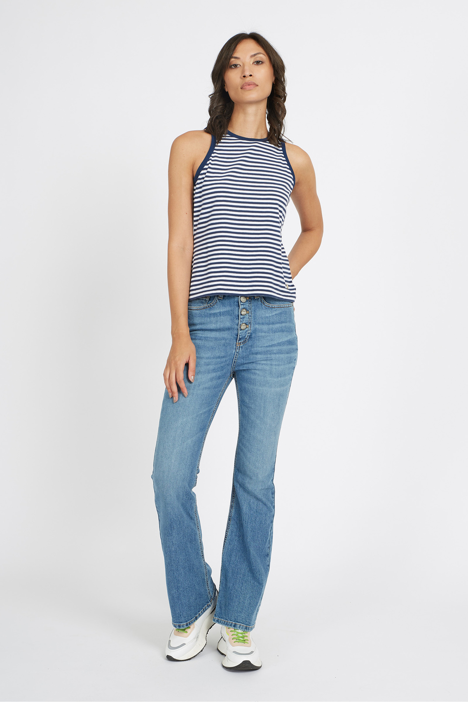 Pantalon femme en jean 5 poches en coton stretch regular fit - Valerie | La Martina - Official Online Shop