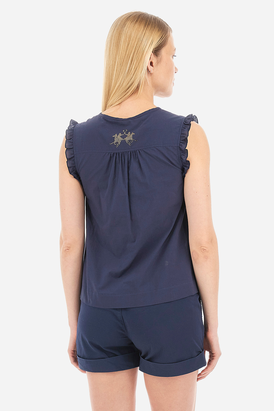 Women's sleeveless blouse shirt in 100% regular fit cotton - Vivienne | La Martina - Official Online Shop