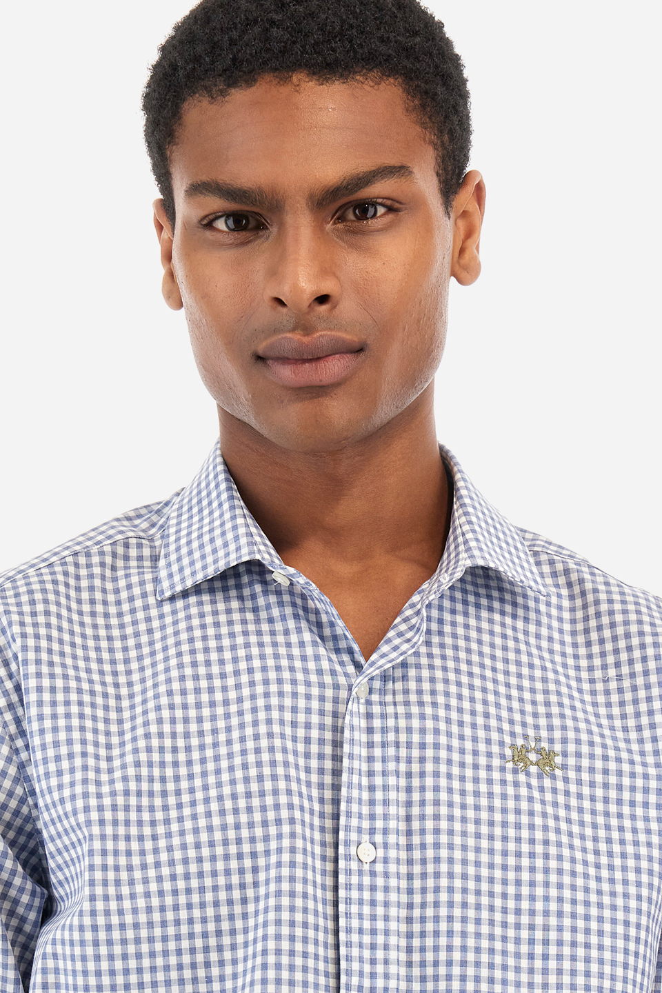 Men’s checkered shirt in cotton poplin regular fit - Innocent | La Martina - Official Online Shop