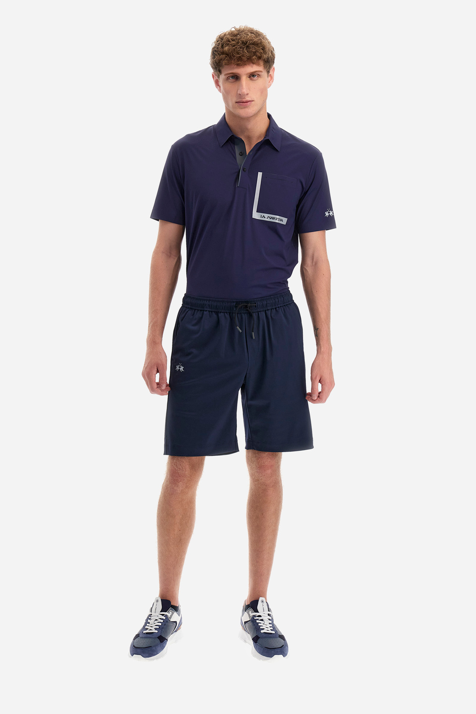 Regular-fit Bermuda shorts in synthetic fabric - Yishachar | La Martina - Official Online Shop