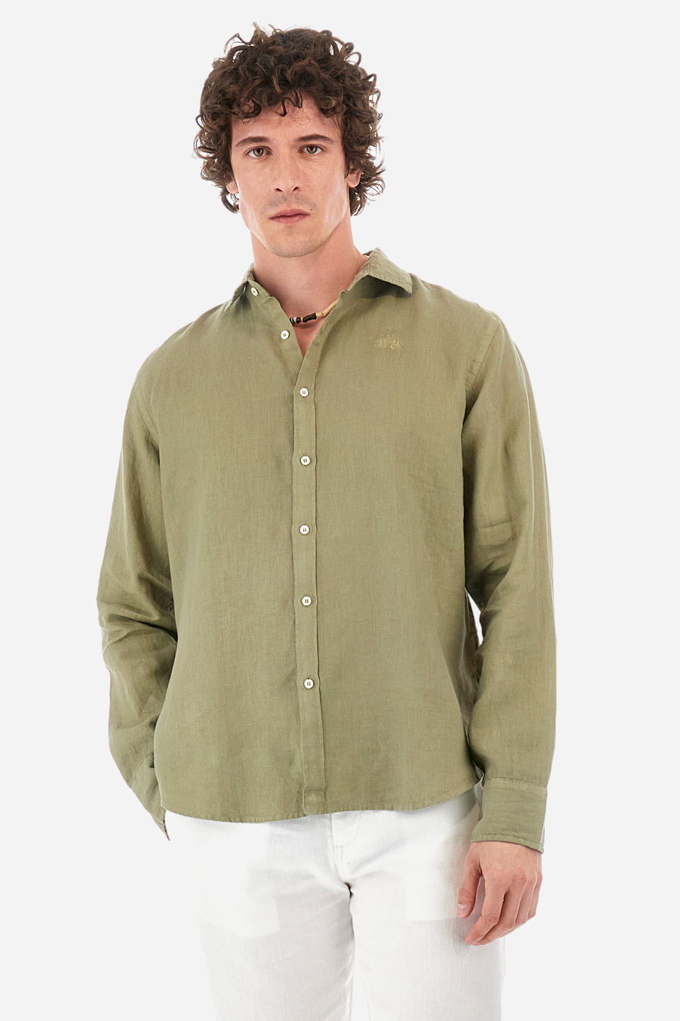 Camicia regular fit in lino - Russel | La Martina - Official Online Shop