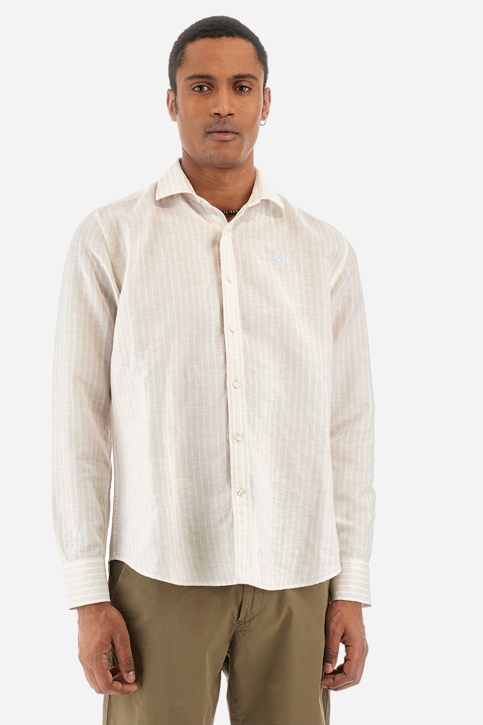 Chemise à rayures en coton et lin - Innocent | La Martina - Official Online Shop
