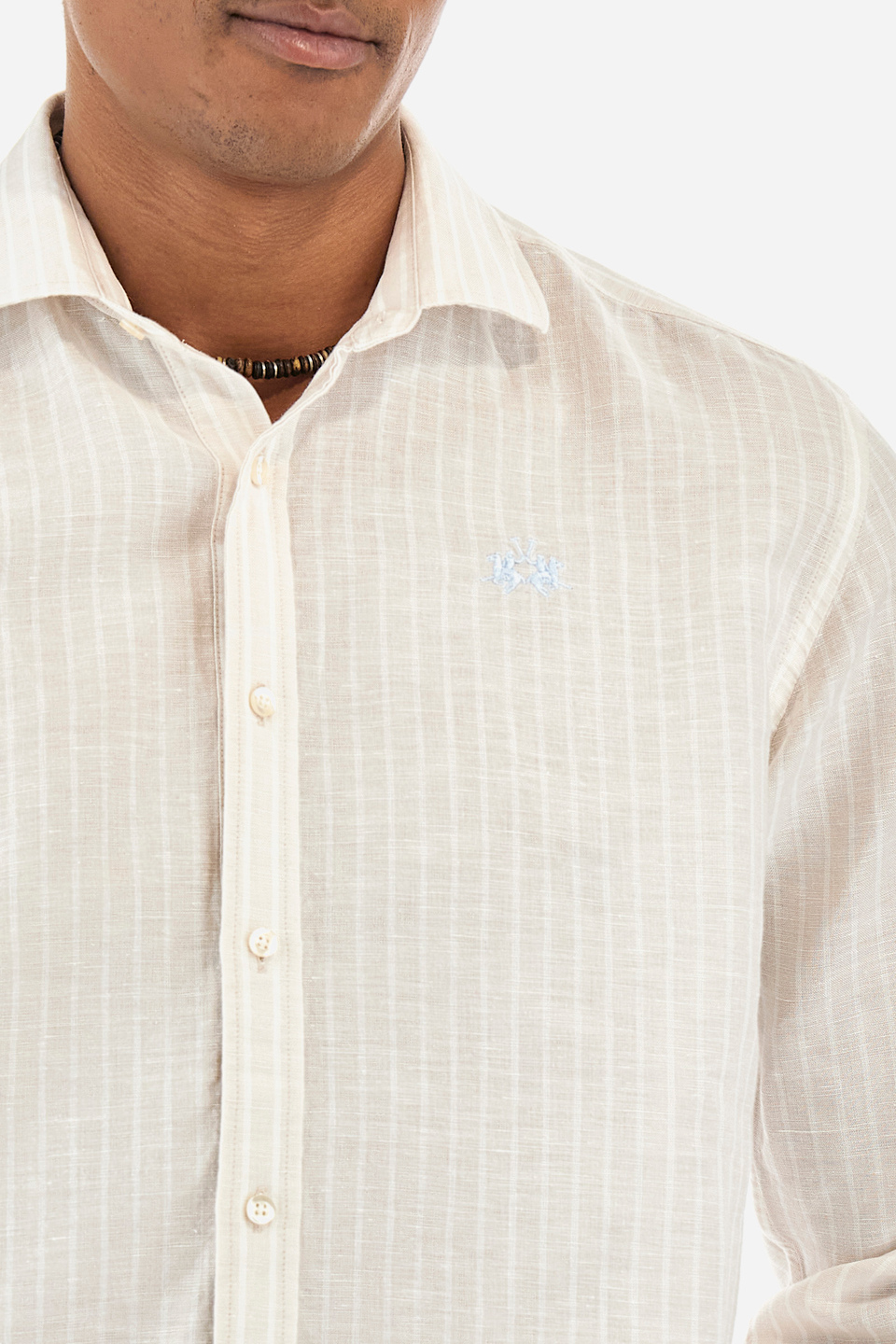 Camisa con motivo de rayas en algodón y lino - Innocent | La Martina - Official Online Shop