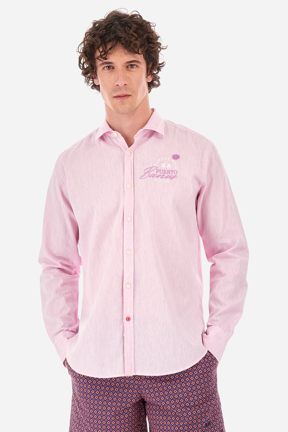 Camisa de algodón y lino de corte recto - Innocent | La Martina - Official Online Shop