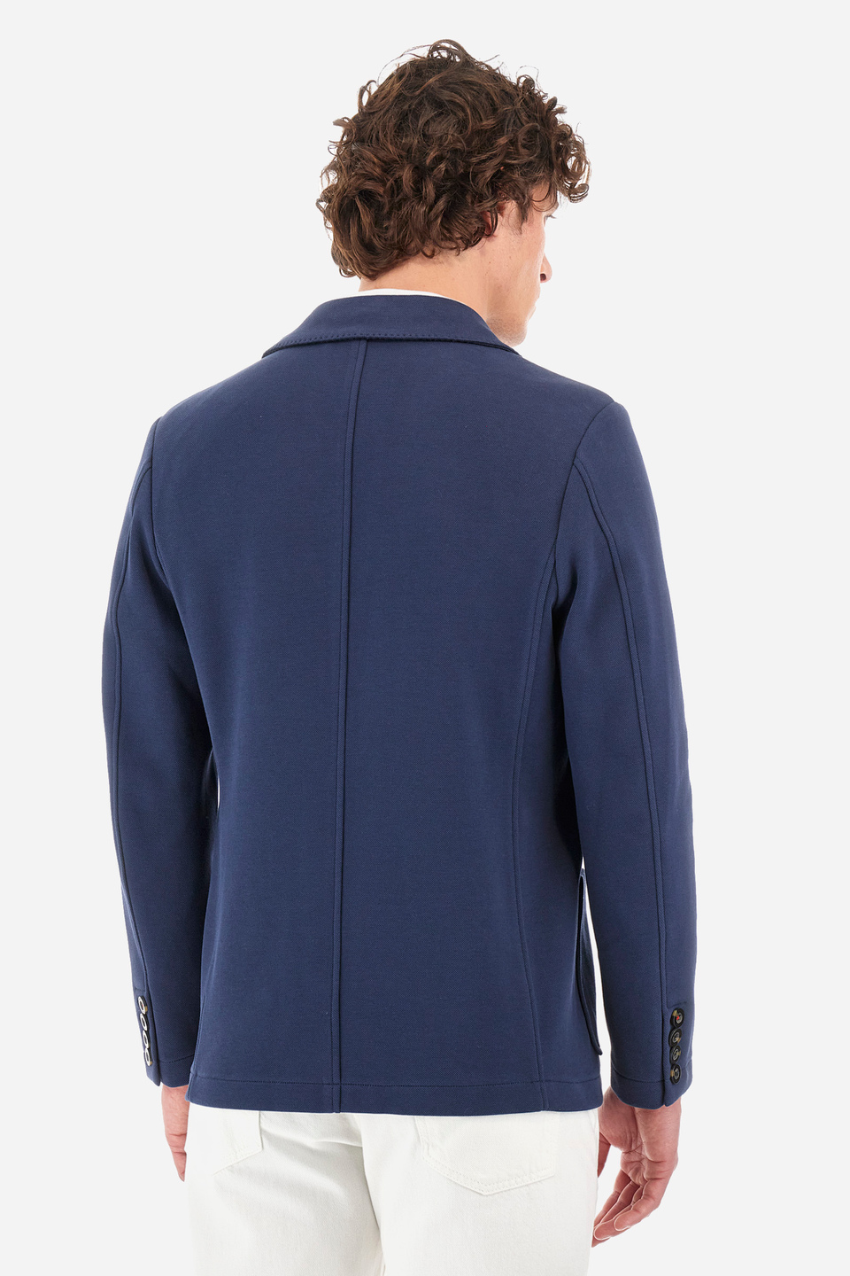 Regular-fit blazer in elasticated cotton - Yance | La Martina - Official Online Shop