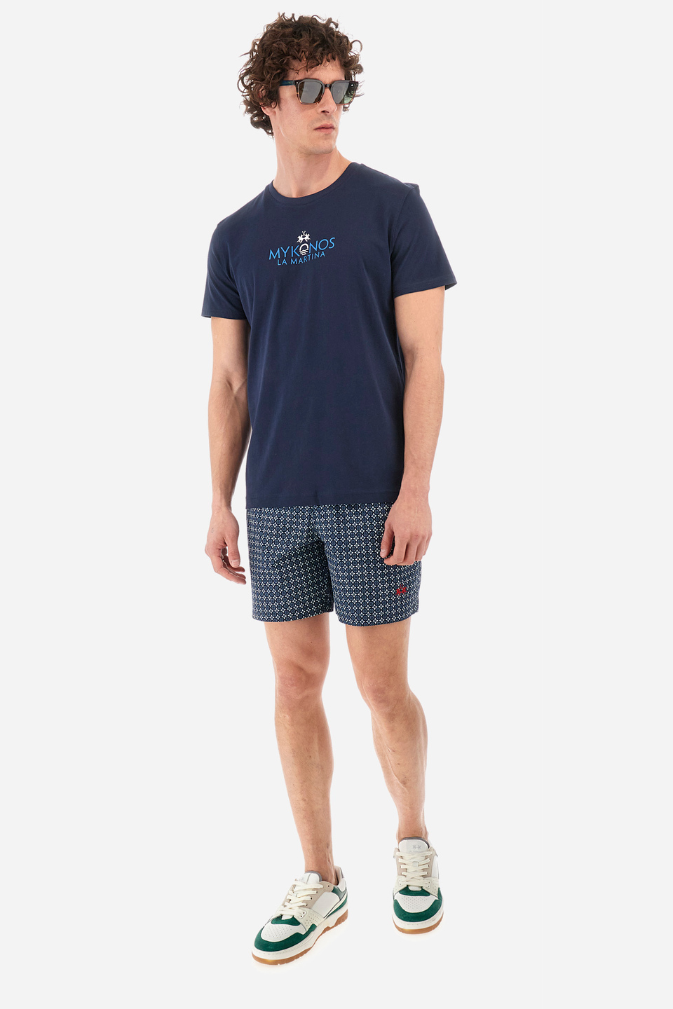Regular-fit swimming shorts in synthetic fabric - Yang | La Martina - Official Online Shop