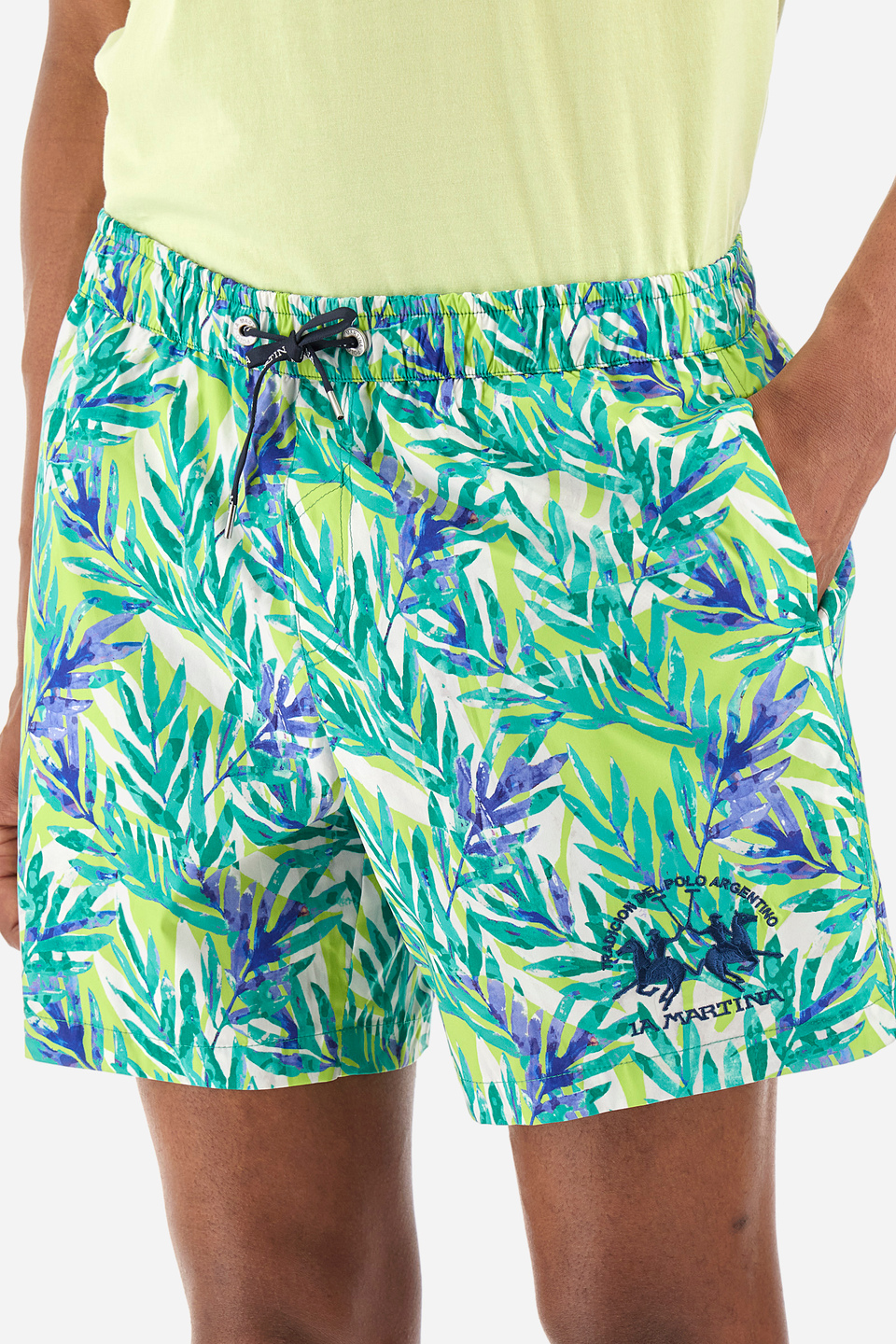 Regular-fit swimming shorts in synthetic fabric - Clint | La Martina - Official Online Shop