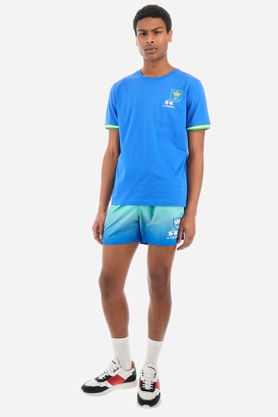 Regular-fit swimming shorts in synthetic fabric - Yachov | La Martina - Official Online Shop