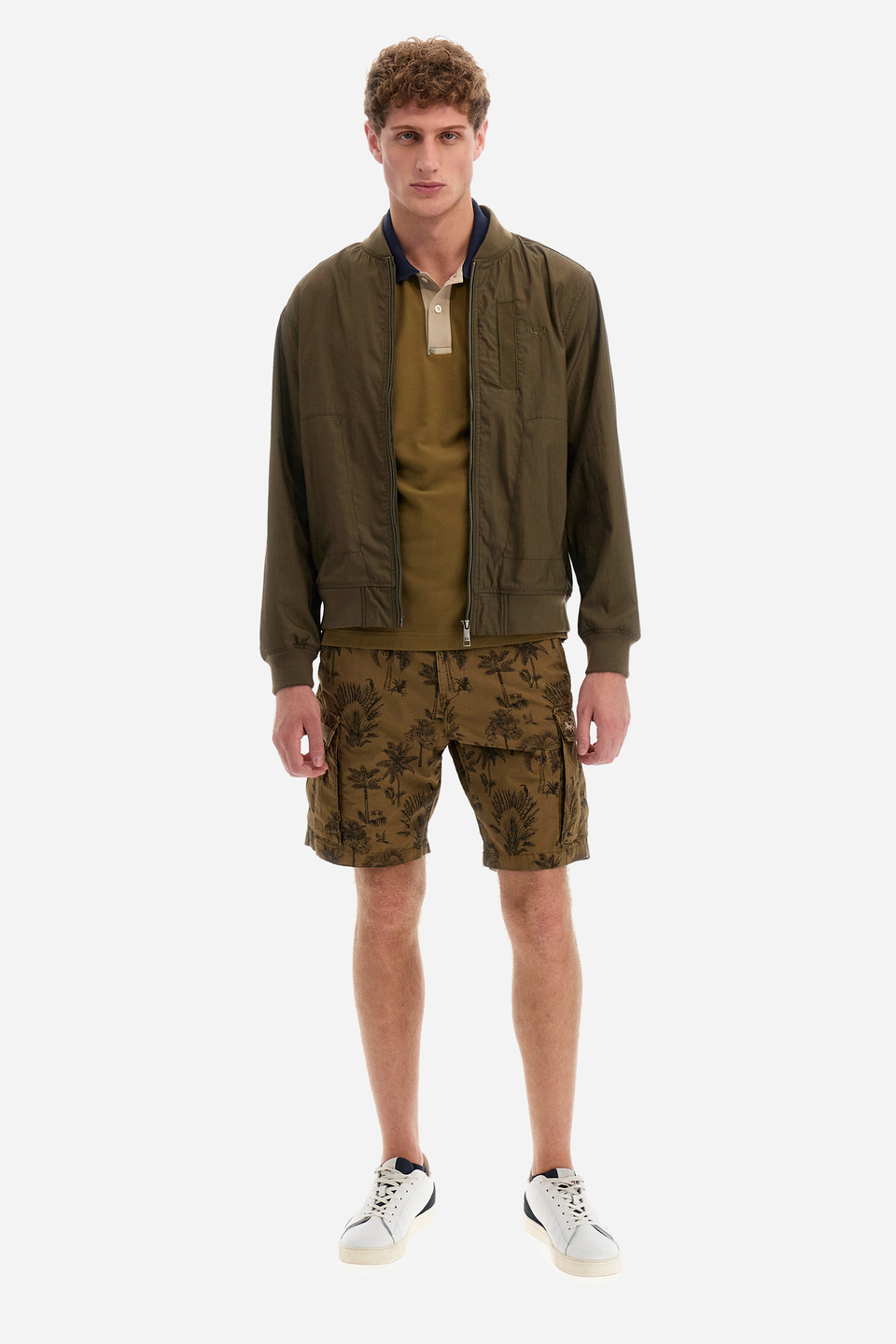 Regular-fit bomber jacket in mixed cotton - Yochonon | La Martina - Official Online Shop