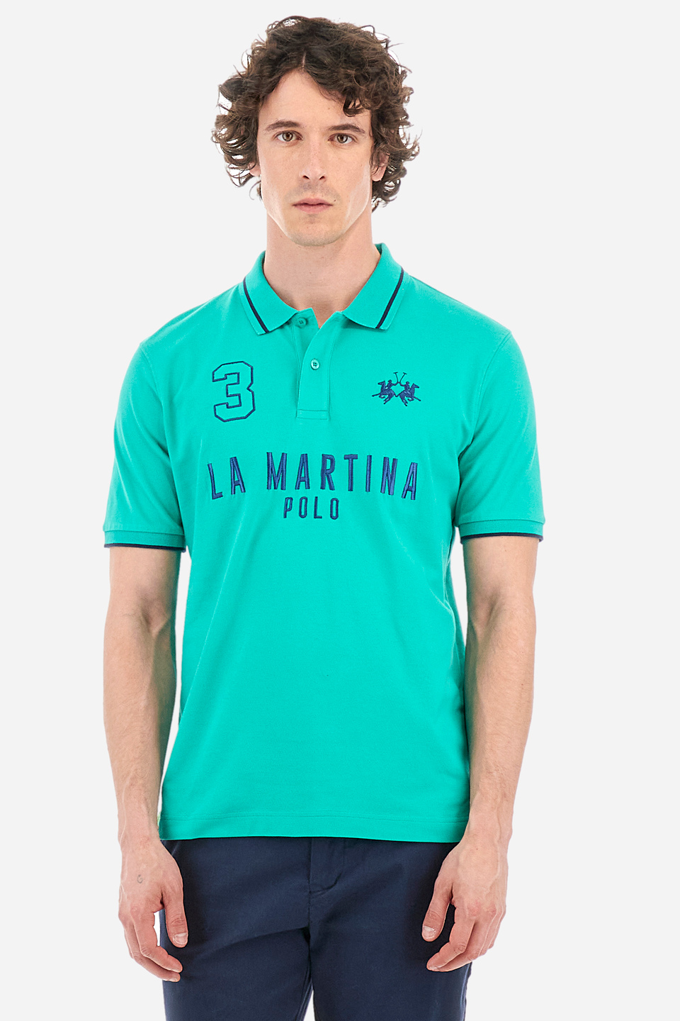 Regular-fit polo shirt in elasticated cotton - Yeshayahu | La Martina - Official Online Shop