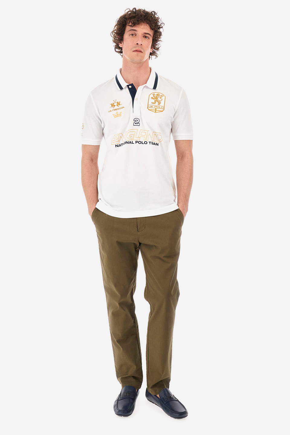 Regular-fit polo shirt in elasticated cotton - Yitzhak | La Martina - Official Online Shop