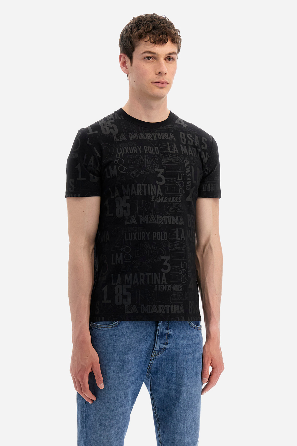T-shirt regular fit in cotone elasticizzato - Yvo | La Martina - Official Online Shop