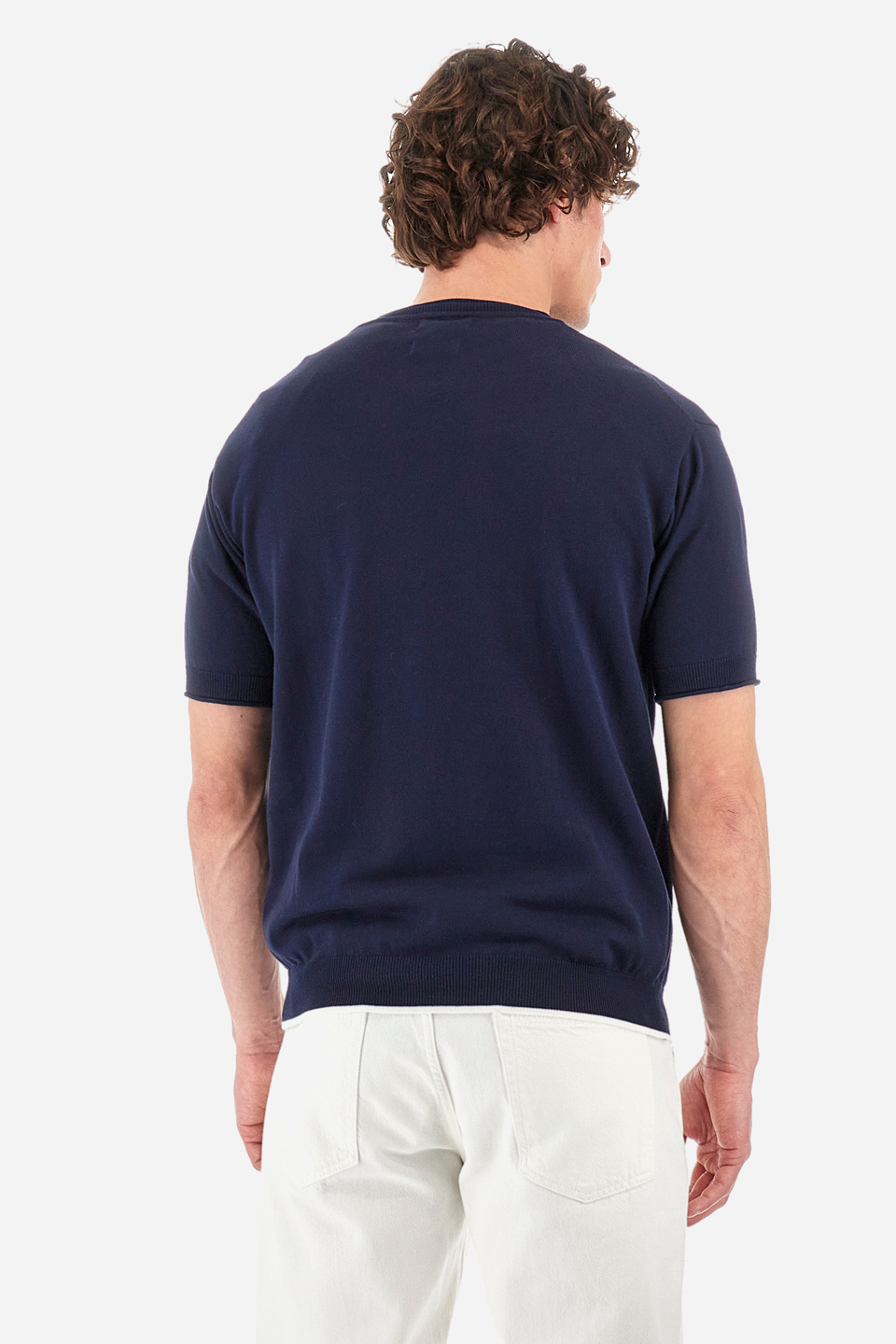 Regular-fit short-sleeved cotton jumper - Yitzchak | La Martina - Official Online Shop