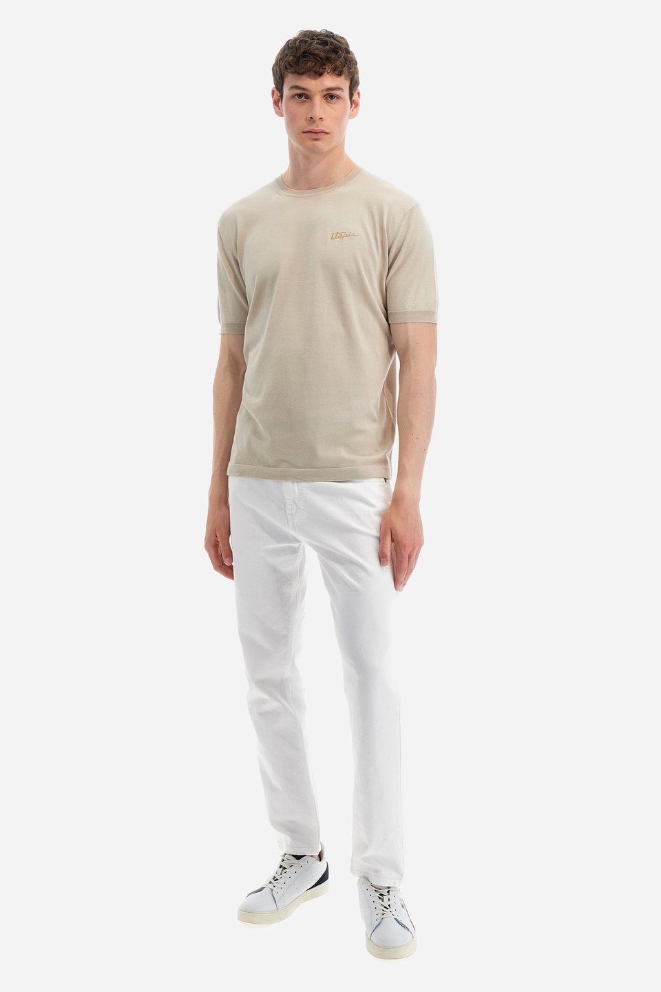 Regular-fit short-sleeved jumper in cotton - Yaw | La Martina - Official Online Shop