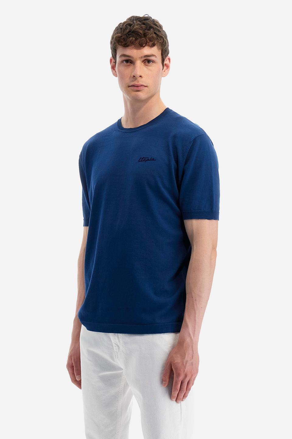 Regular-fit short-sleeved jumper in cotton - Yaw | La Martina - Official Online Shop