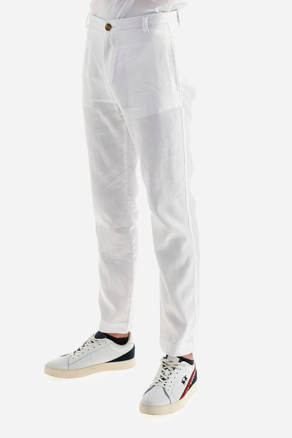 Regular-fit trousers in cotton and linen - Yasuhiko | La Martina - Official Online Shop
