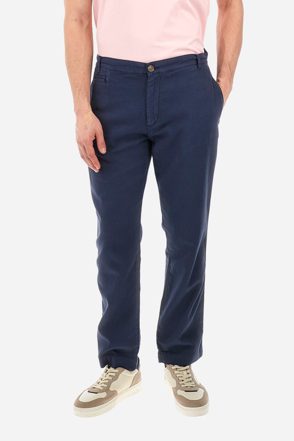 Regular-fit trousers in cotton and linen - Yasuhiko | La Martina - Official Online Shop