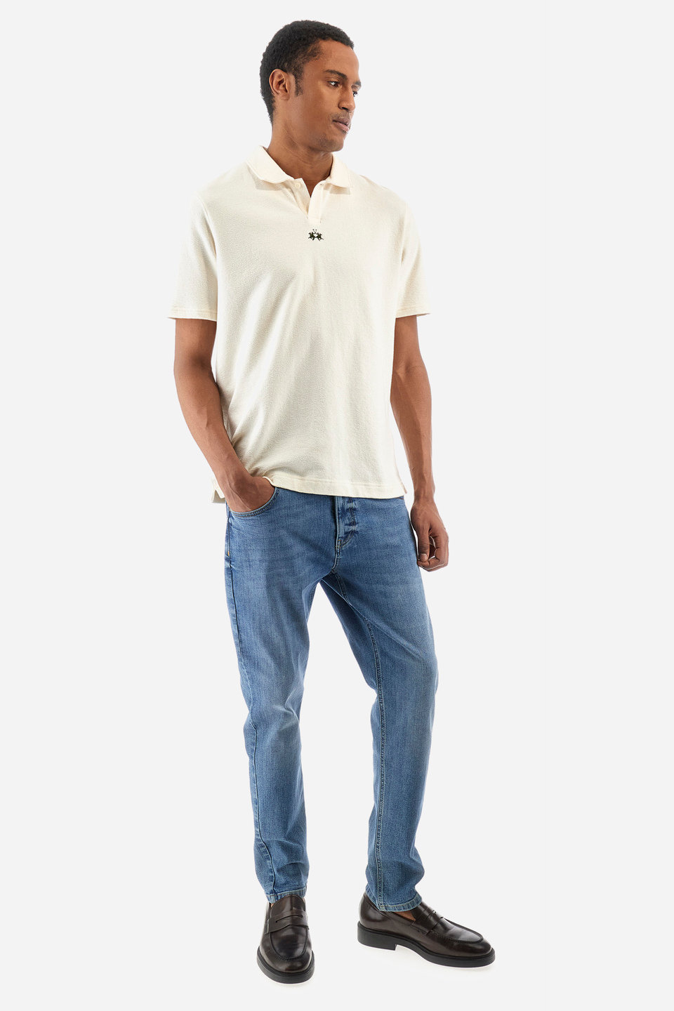 Jeans 5 tasche regular fit in cotone elasticizzato - Yonaguska | La Martina - Official Online Shop