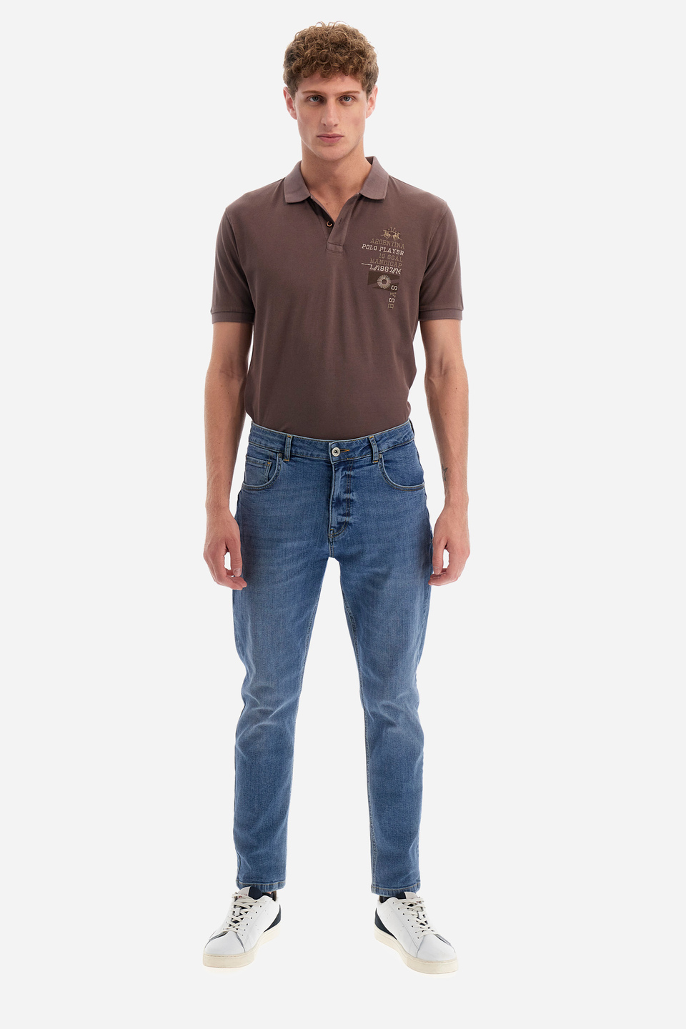 Jeans de 5 bolsillos de corte recto en algodón - Yosef | La Martina - Official Online Shop