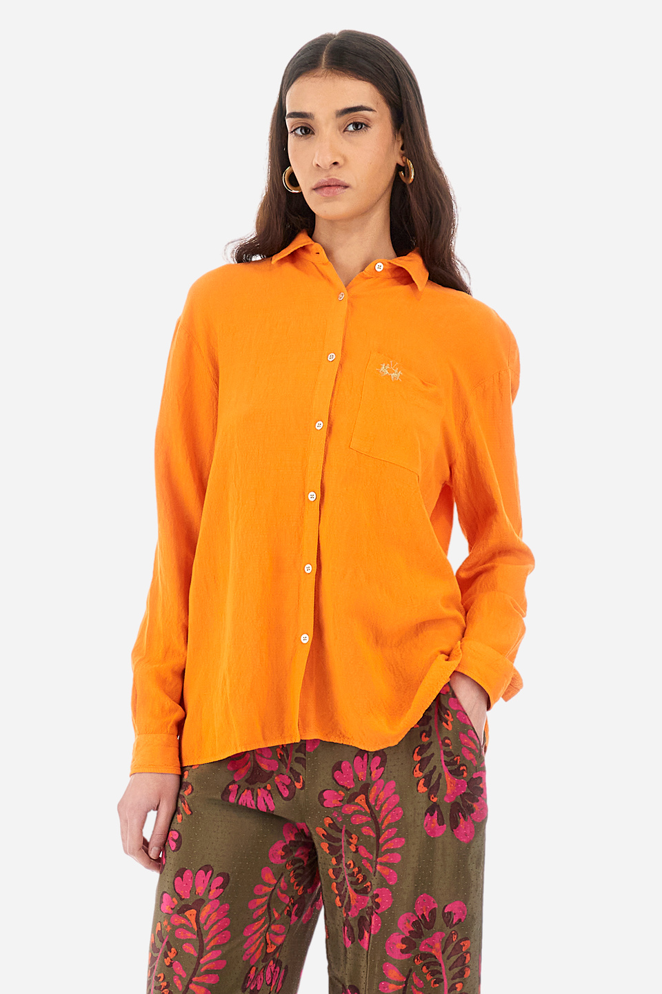 Camicia regular fit in misto lino - Yette | La Martina - Official Online Shop