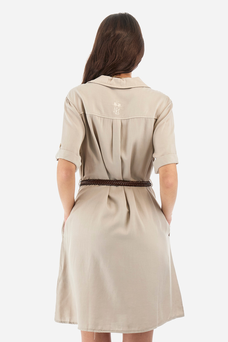 Regular fit short sleeve dress in tencel - Yeruscha | La Martina - Official Online Shop