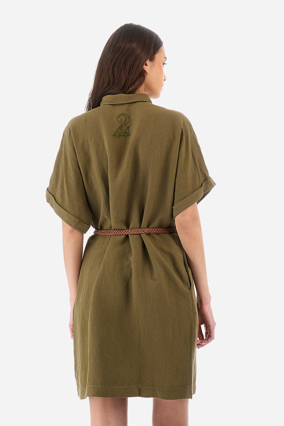 Robe à manches courtes et coupe classique en lin mélangé - Yaryna | La Martina - Official Online Shop