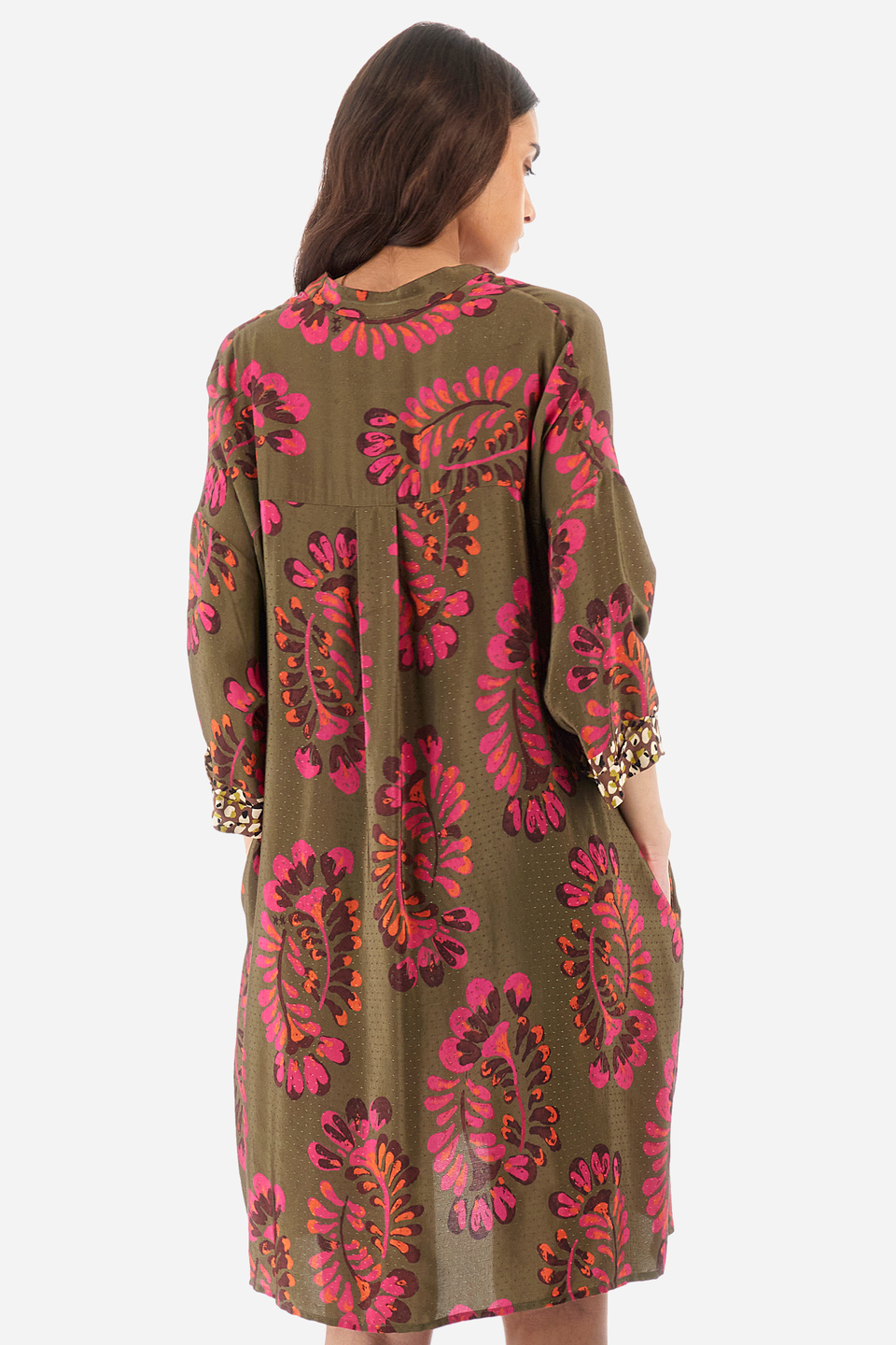 Kleid mit 3/4-Arm aus Synthetikgewebe Regular Fit – Yahaloma | La Martina - Official Online Shop