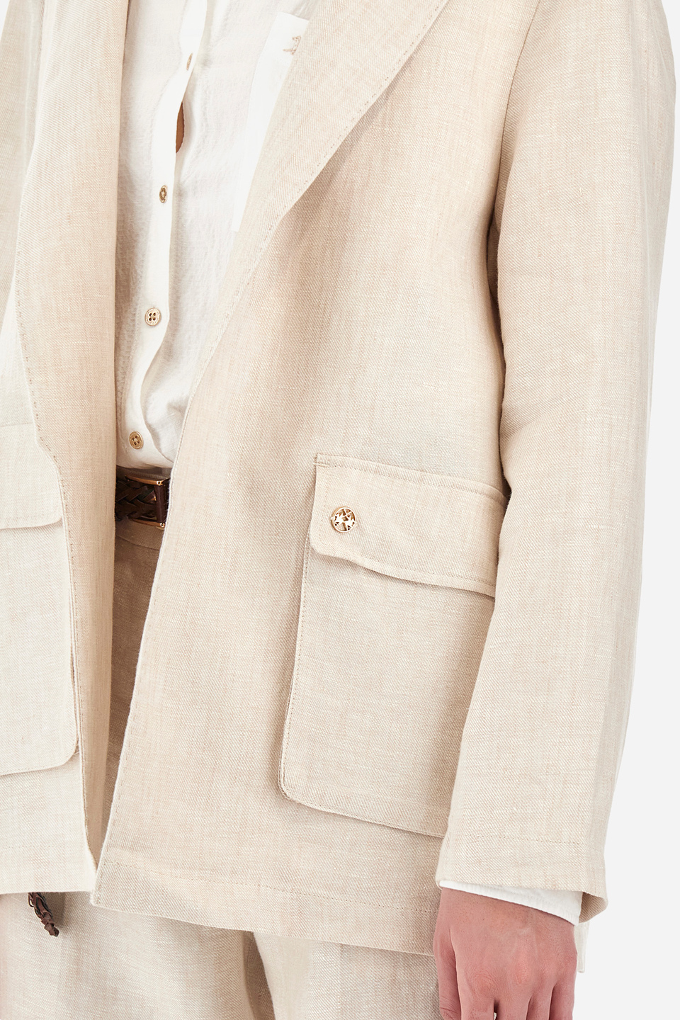 Regular-fit linen blazer - Yolanne | La Martina - Official Online Shop