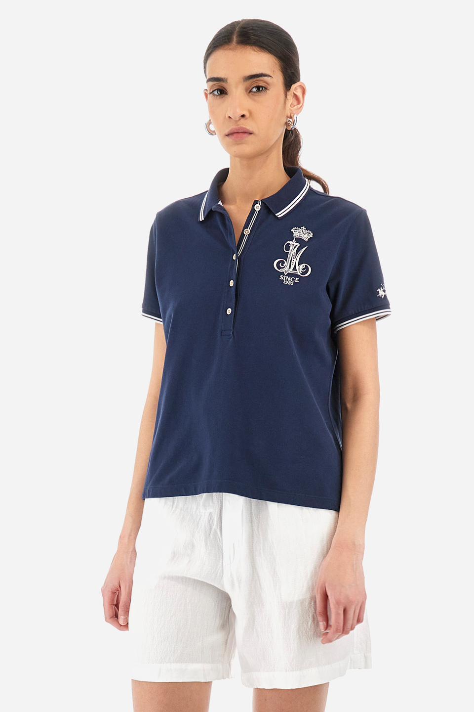 Regular-fit polo shirt in elasticated cotton - Yating | La Martina - Official Online Shop
