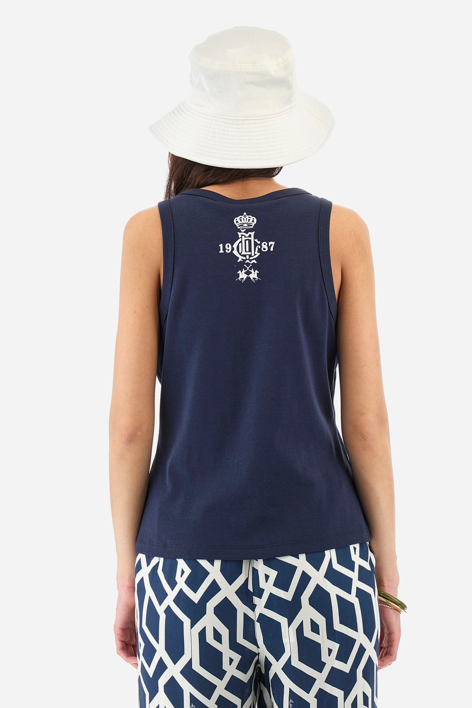 T-shirt sans manches coupe classique en coton - Yazmean | La Martina - Official Online Shop