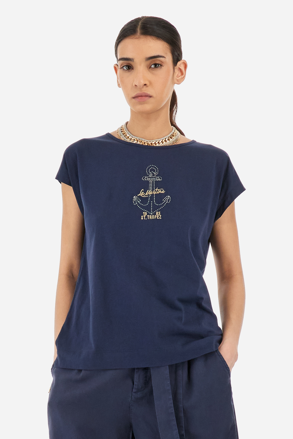T-shirt coupe classique en coton - Yacintha | La Martina - Official Online Shop