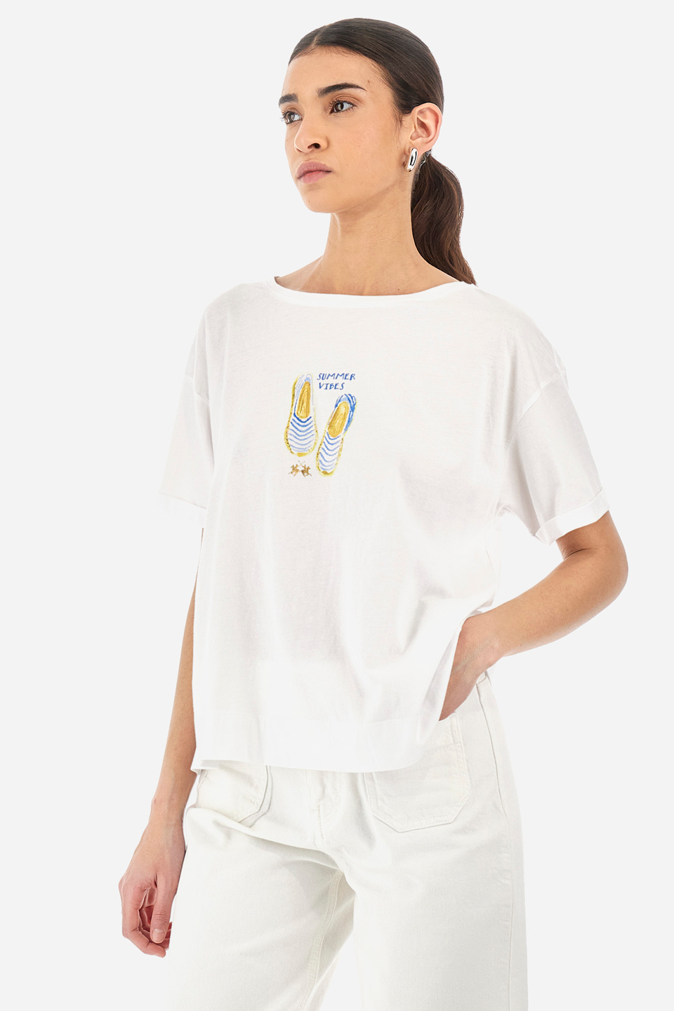 T-Shirt aus Baumwolle Regular Fit – Yahaira | La Martina - Official Online Shop