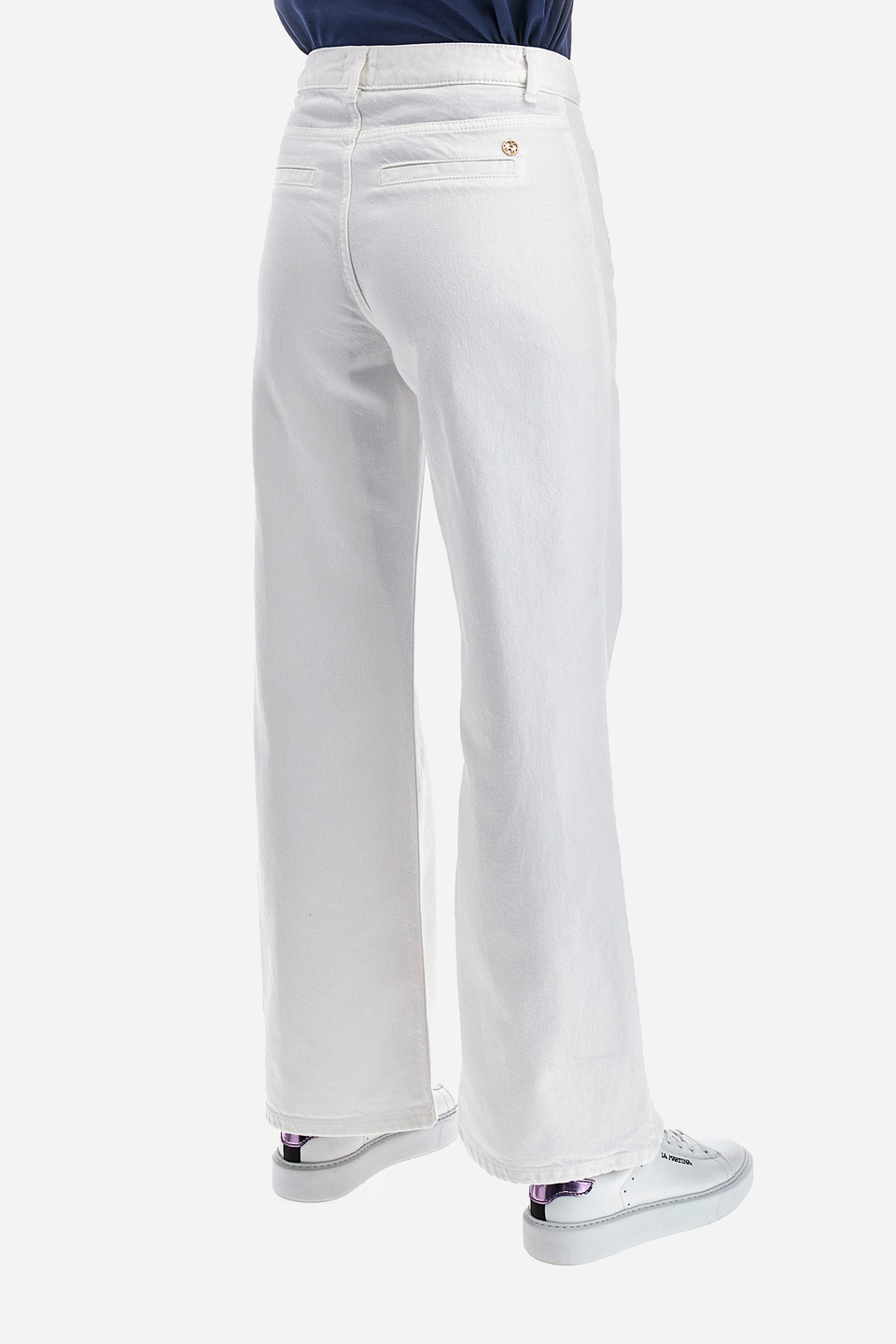 Buy White Grey Cotton Solid Cigarette Pants Online in India