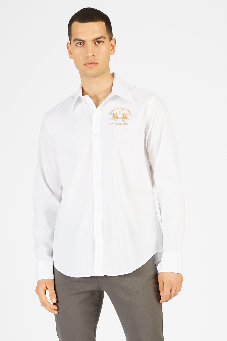 Men's regular-fit cotton shirt | La Martina - Official Online Shop