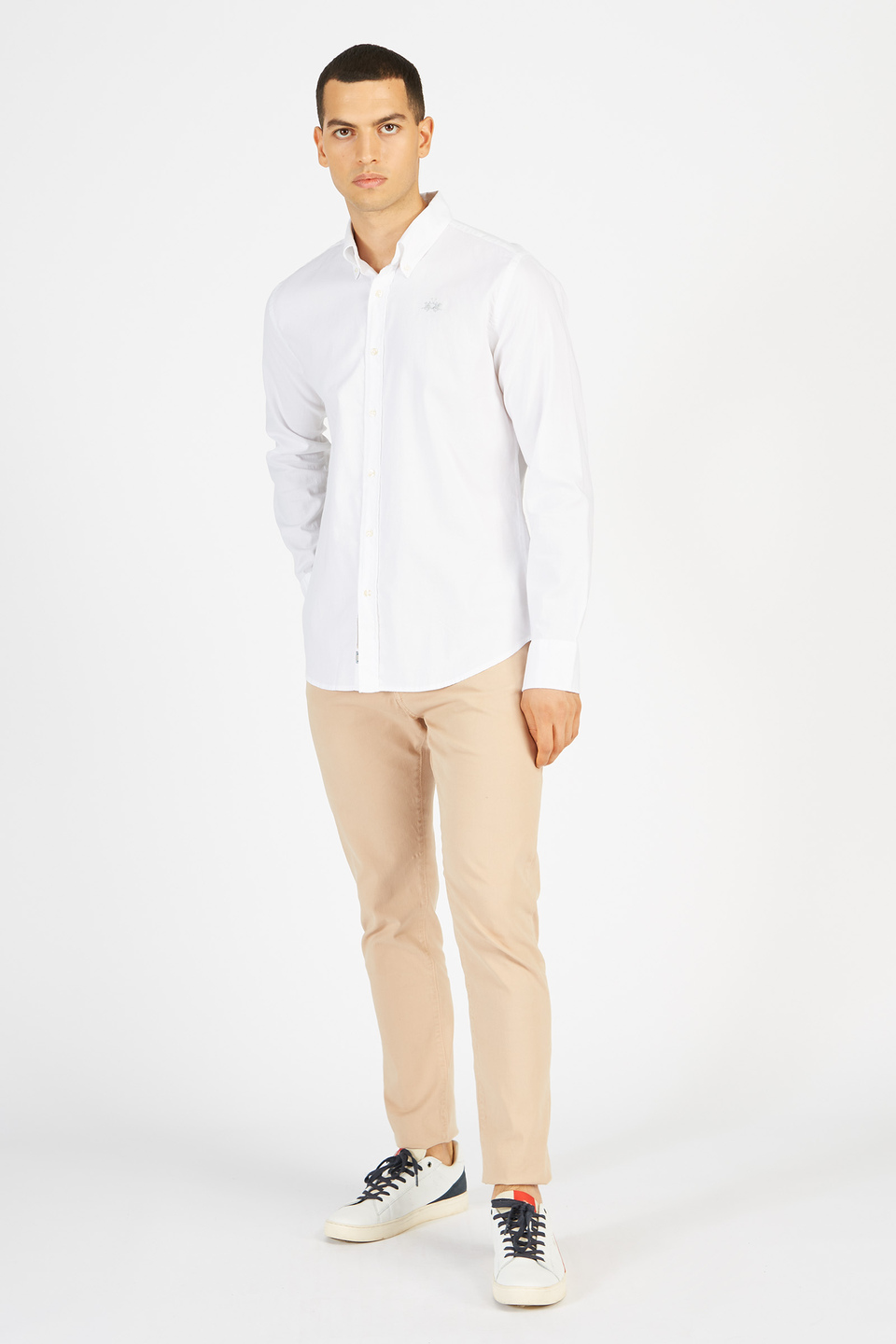Chemise homme de coton à manches longues slim | La Martina - Official Online Shop