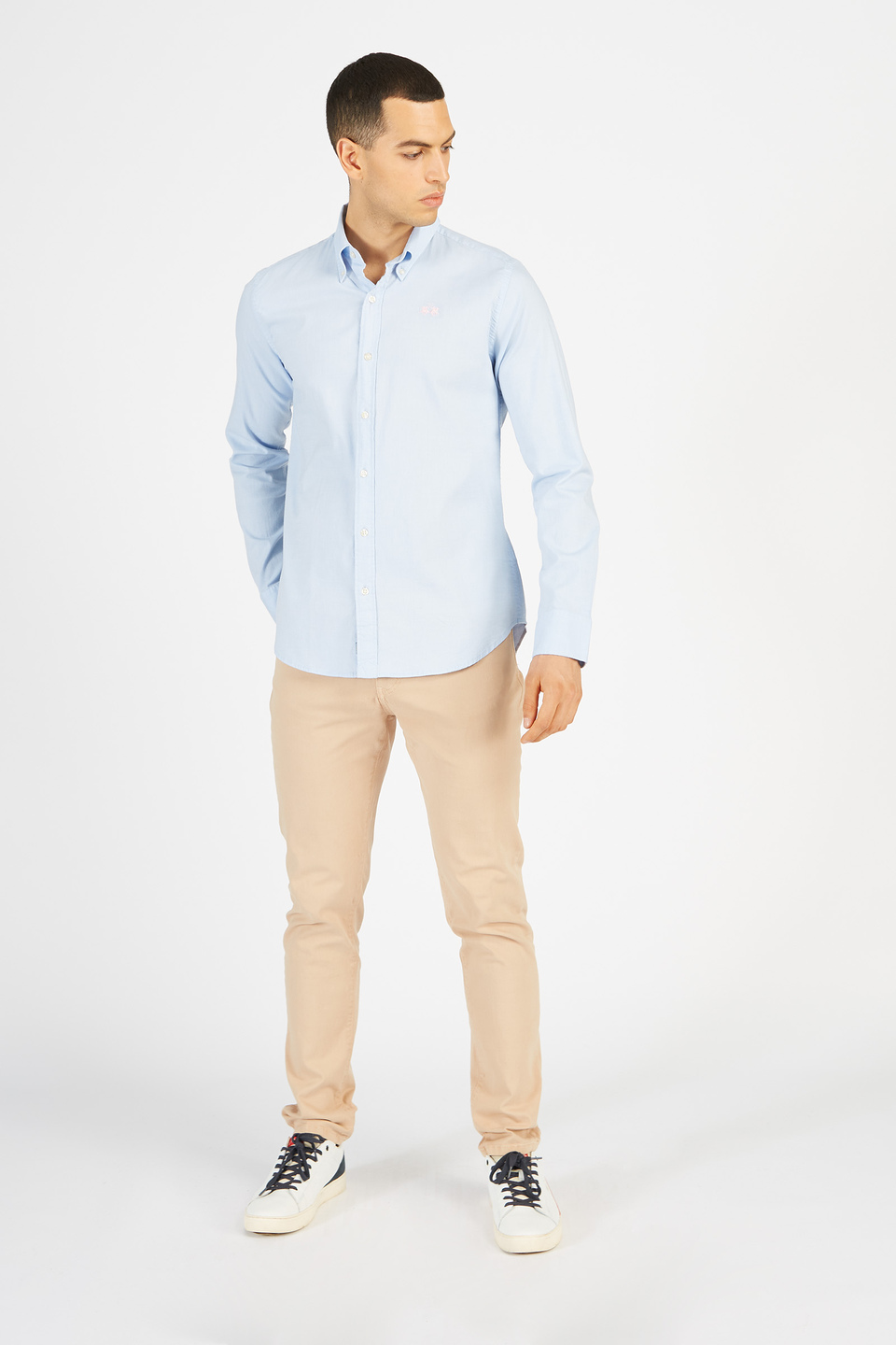 Camicia da uomo in cotone maniche lunghe slim fit | La Martina - Official Online Shop