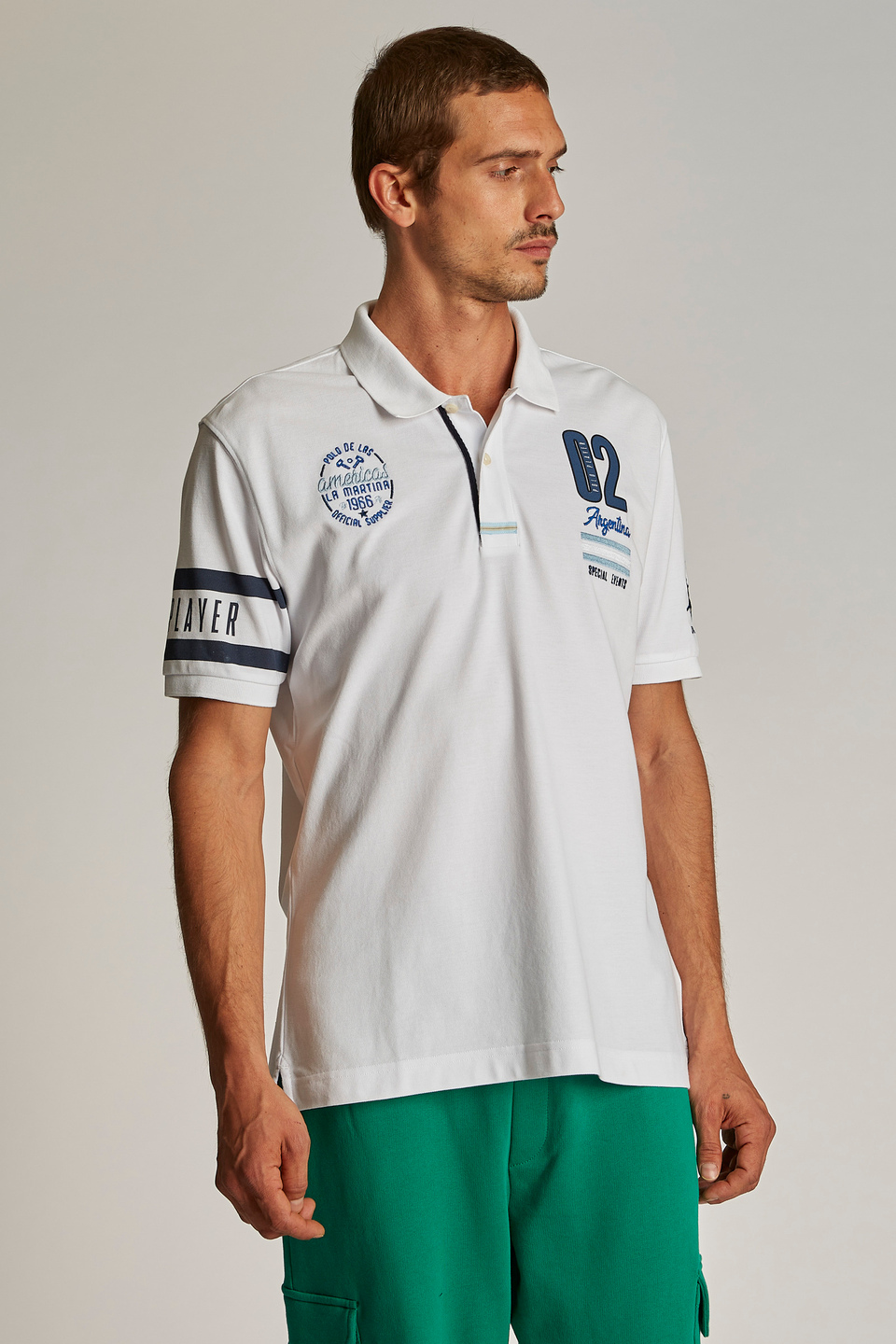 Einfarbiges Herren-Poloshirt mit kurzem Arm im Regular Fit | La Martina - Official Online Shop