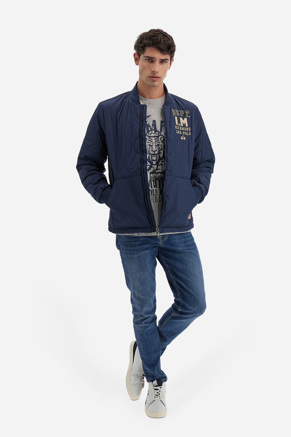 Veste homme Polo Academy couleur unie col montant zip intégral avec poches cachées - Vanni | La Martina - Official Online Shop