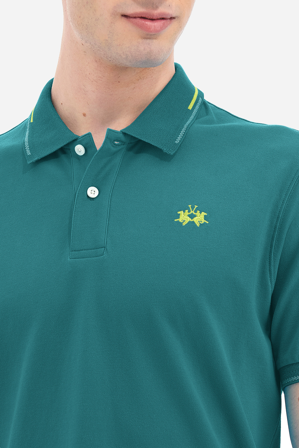 Men's short-sleeved polo shirt in regular fit stretch cotton - Valene | La Martina - Official Online Shop