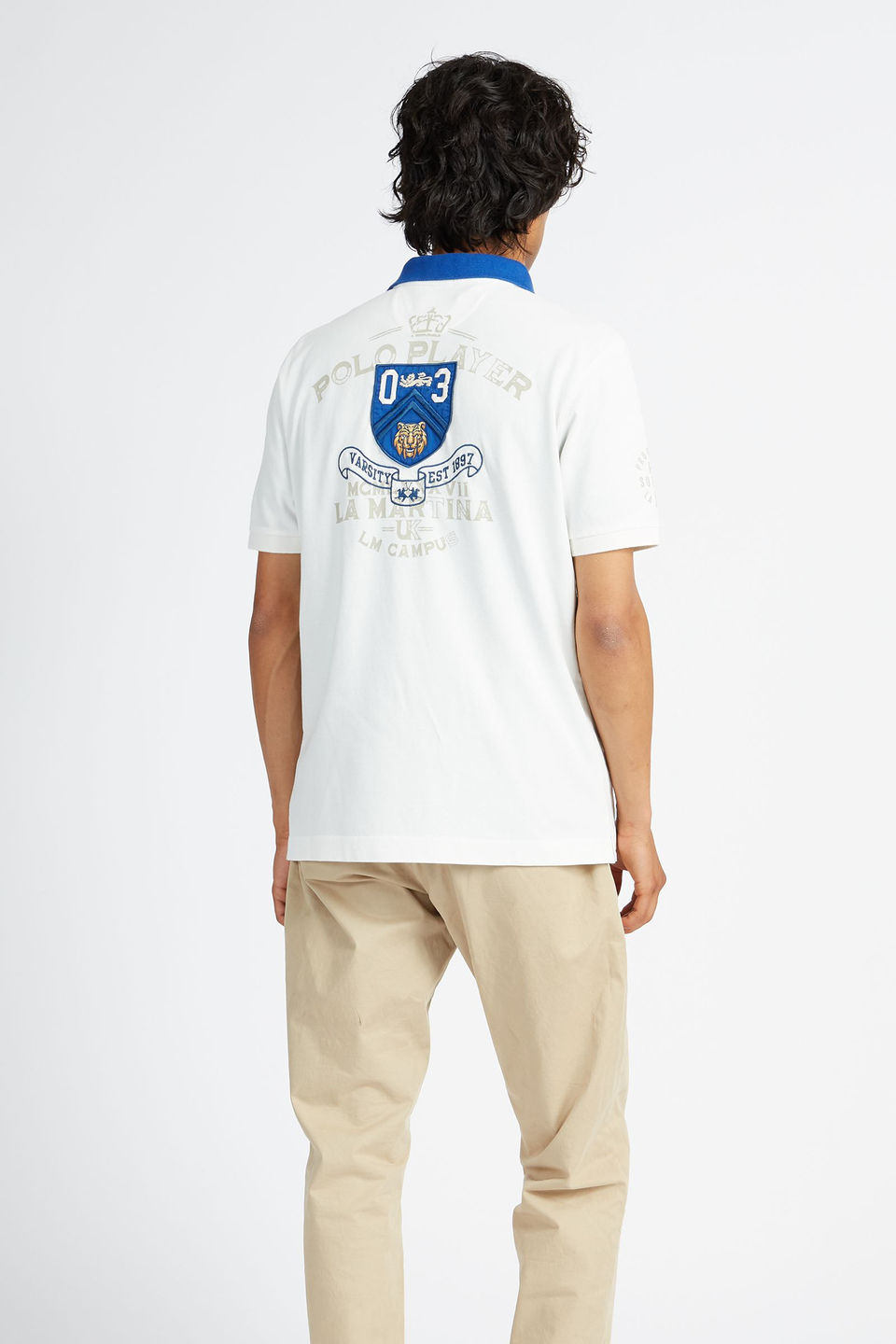 Polo homme Polo Academy à manches courtes de couleur unie avec maxi patch et col contrasté - Vedis | La Martina - Official Online Shop