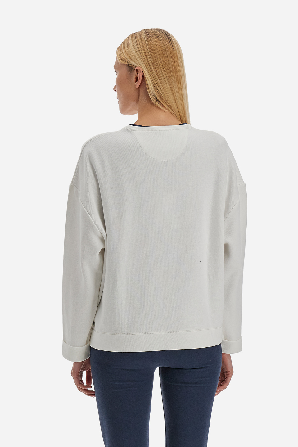 Women's crewneck sweatshirt in solid color Polo Academy - Vinisha | La Martina - Official Online Shop