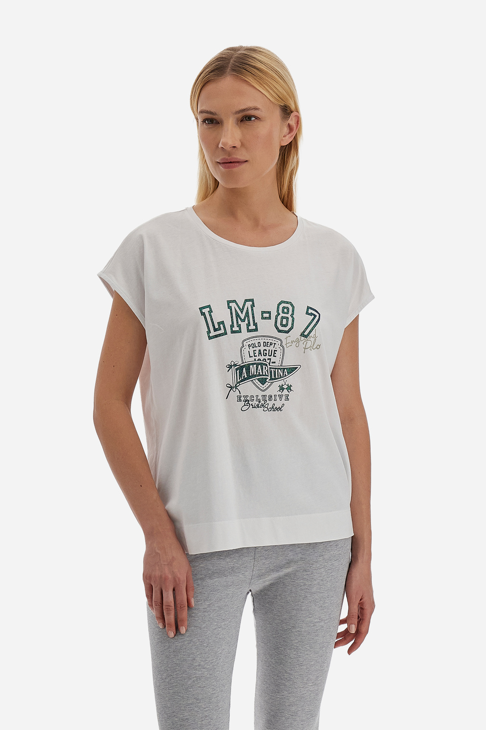 Short-sleeve women's t-shirt with crew neck Polo Academy - Venus | La Martina - Official Online Shop