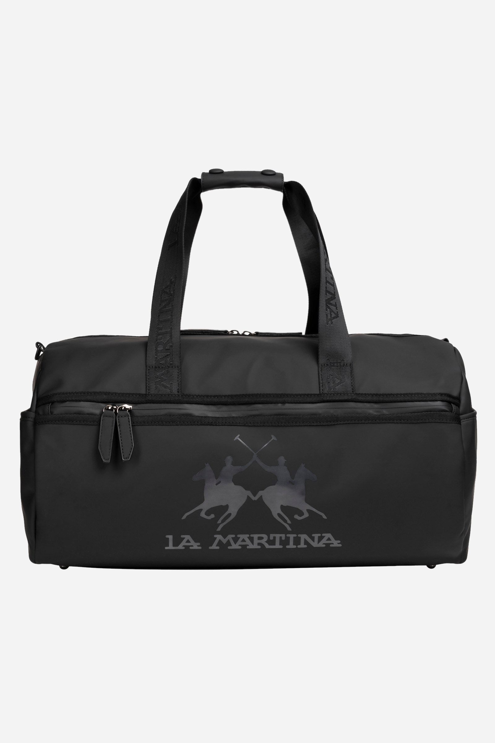 Plain black pu fabric duffle bag Augusto