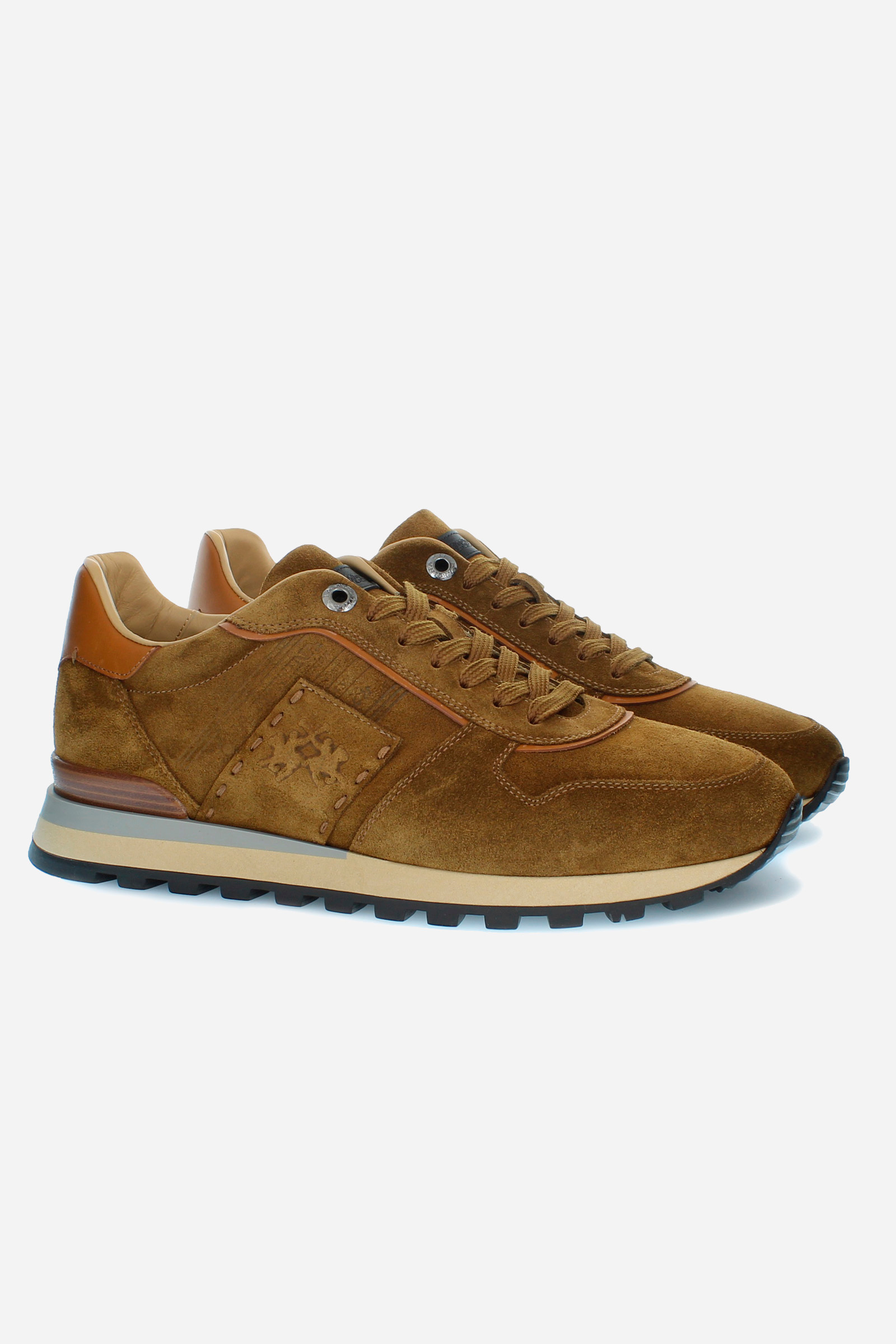 Zapatillas deportivas sneaker hombre en gamuza TOBACCO/LEATHER La Martina