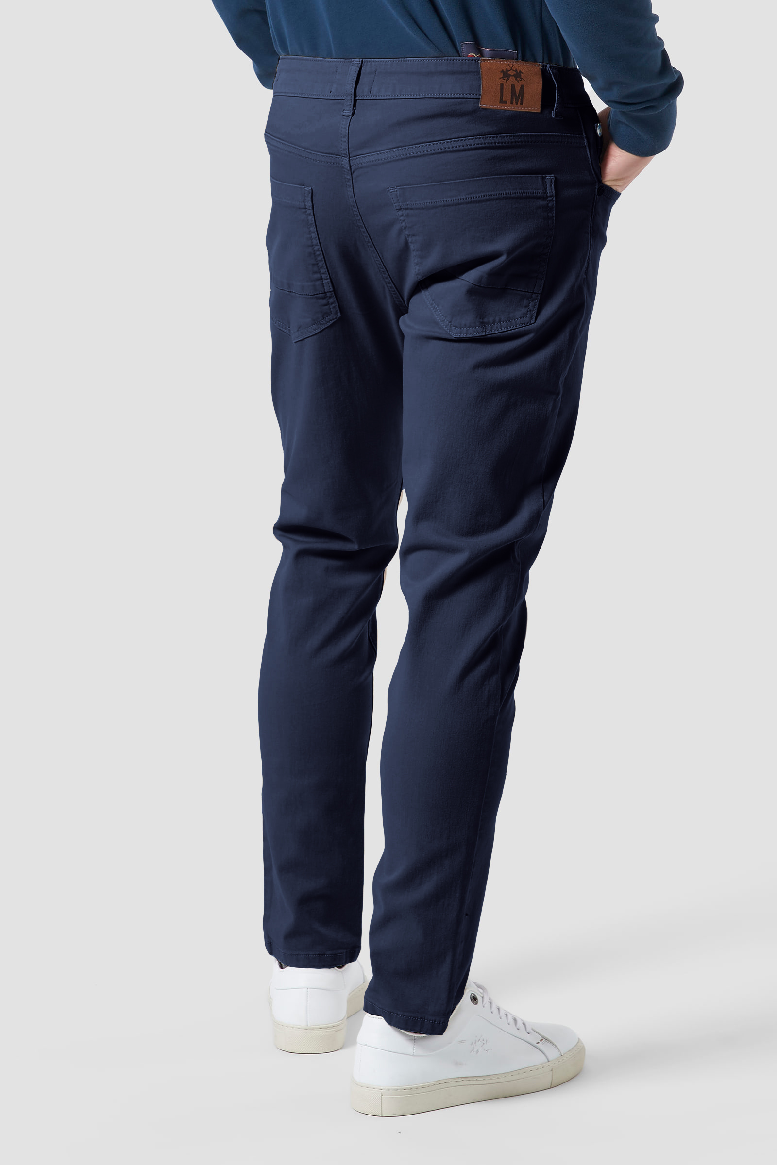Pantalon en coton chino stretch slim pour homme Bleu marine La Martina