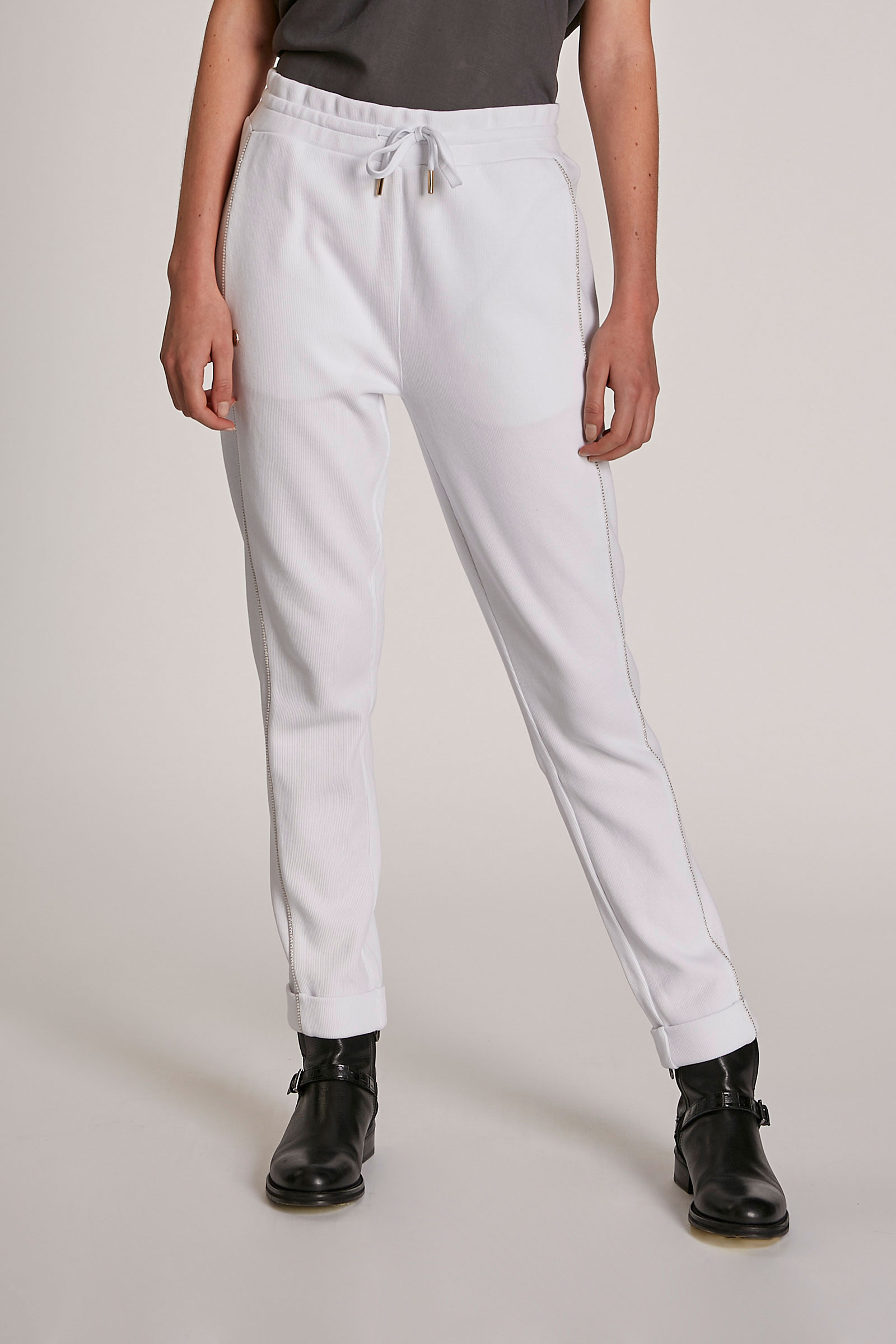 Pantalón de mujer de algodón, corte regular Blanco Óptico La