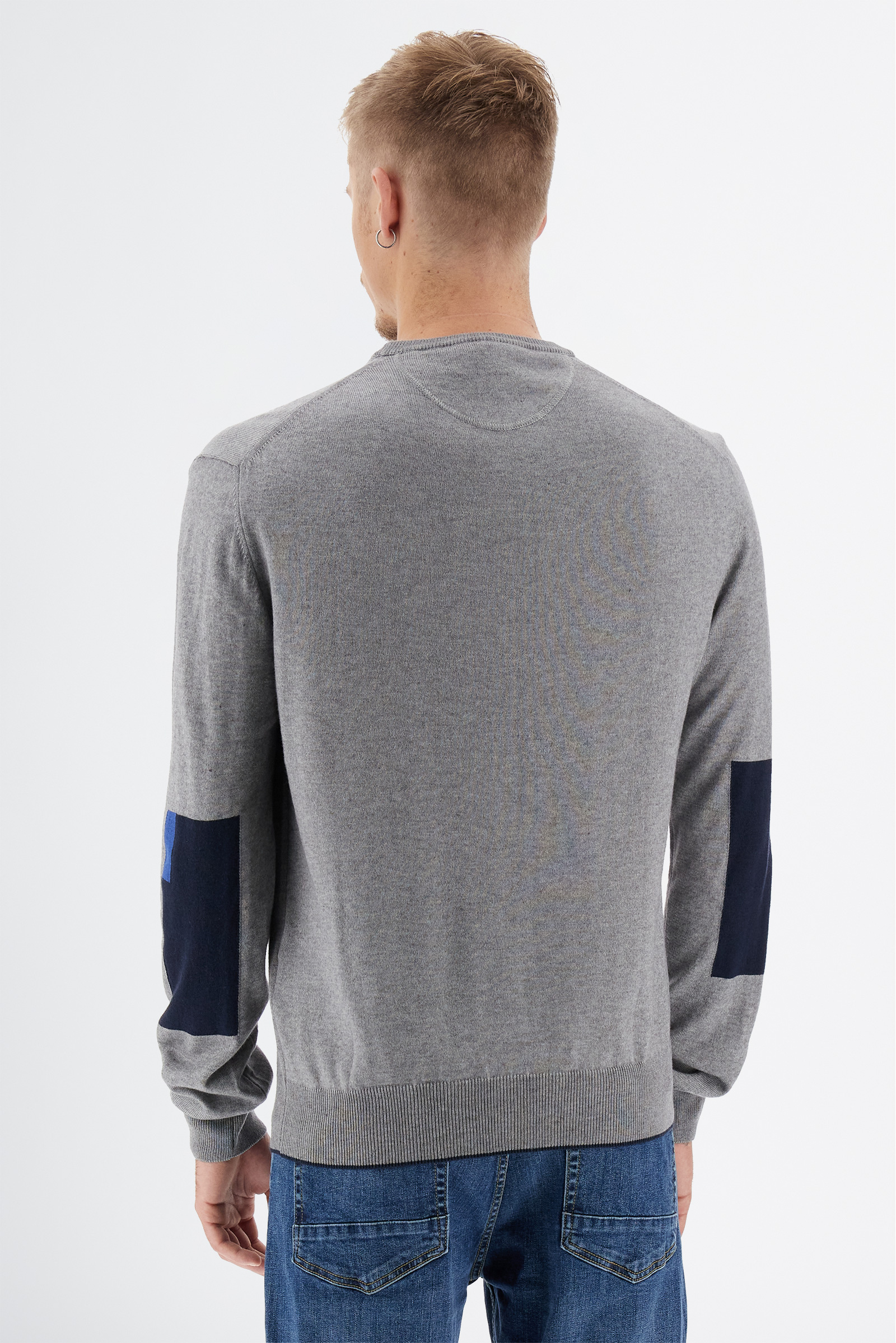 Camiseta de hombre de manga larga cuello alto en mezcla de algodón y lana  regular fit Gris Brezo Medio La Martina