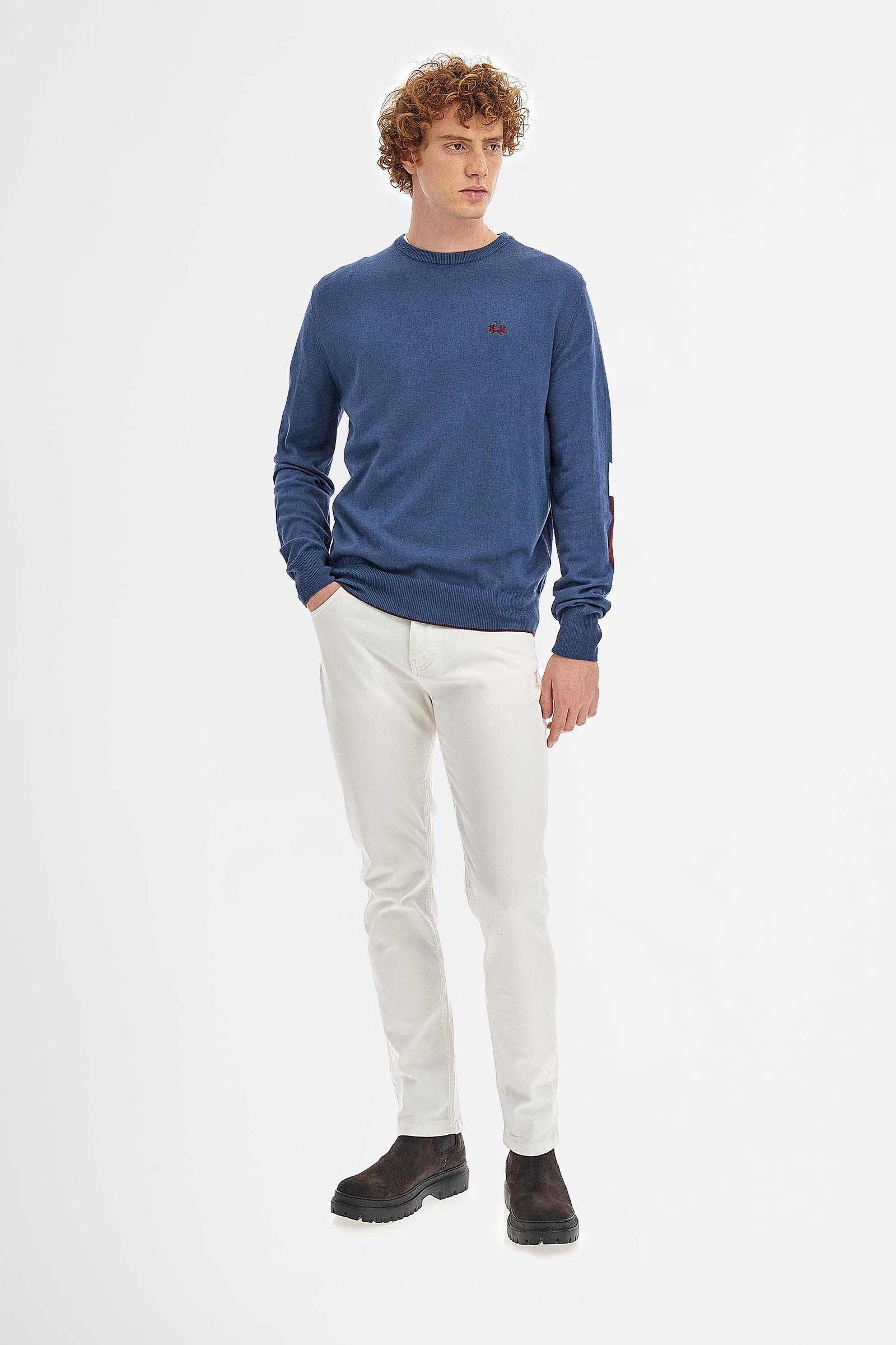 Pull tricot pour homme à manches longues en coton mélangé en laine