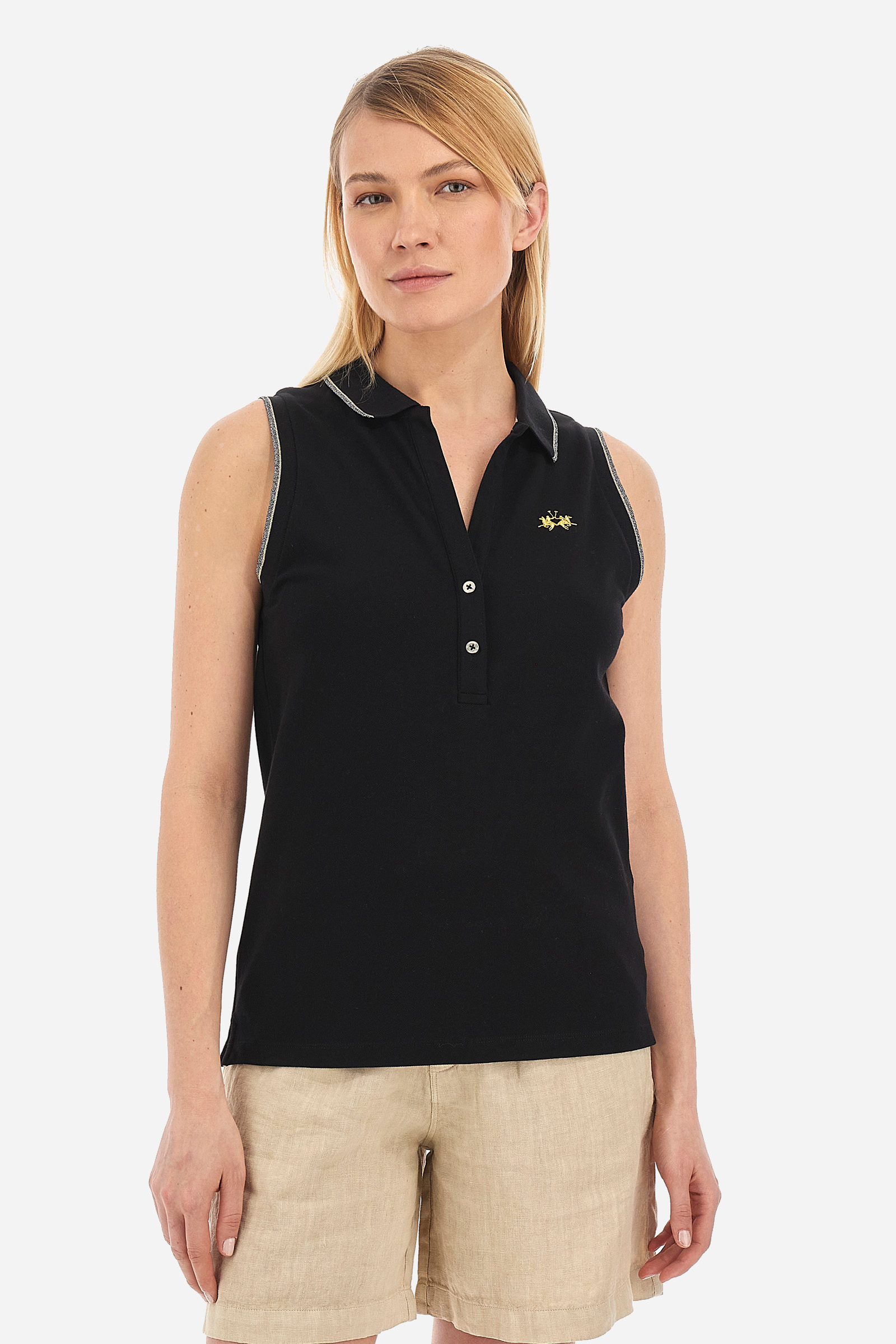 Chomba polo de algodón corte regular para mujer- Vinetta Negro La ...